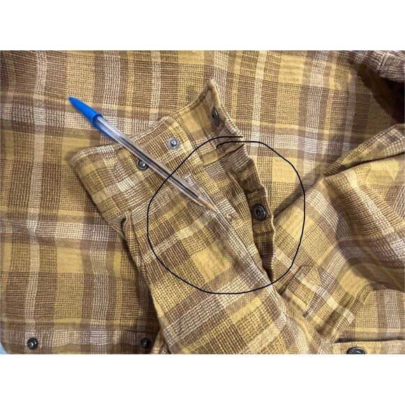 Katin Harold Hooded Flannel Sweatshirt Jacket Shacket Sz XL Brown Yellow Cabin - Picture 12 of 12